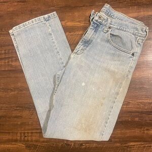 Wrangler Men's Distressed Straight Blue Jeans